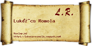 Lukács Romola névjegykártya